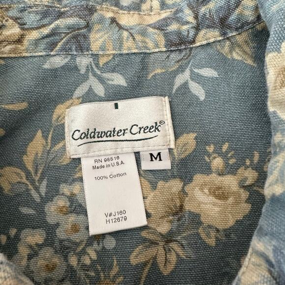 Vintage Coldwater Creek denim floral button up jacket women’s medium beige light - Picture 3 of 11